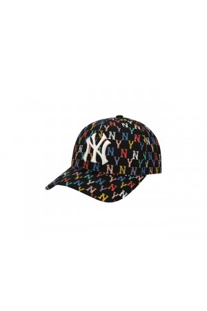  MLB Cap NY Yankees Monogram Rainbow Structured Black